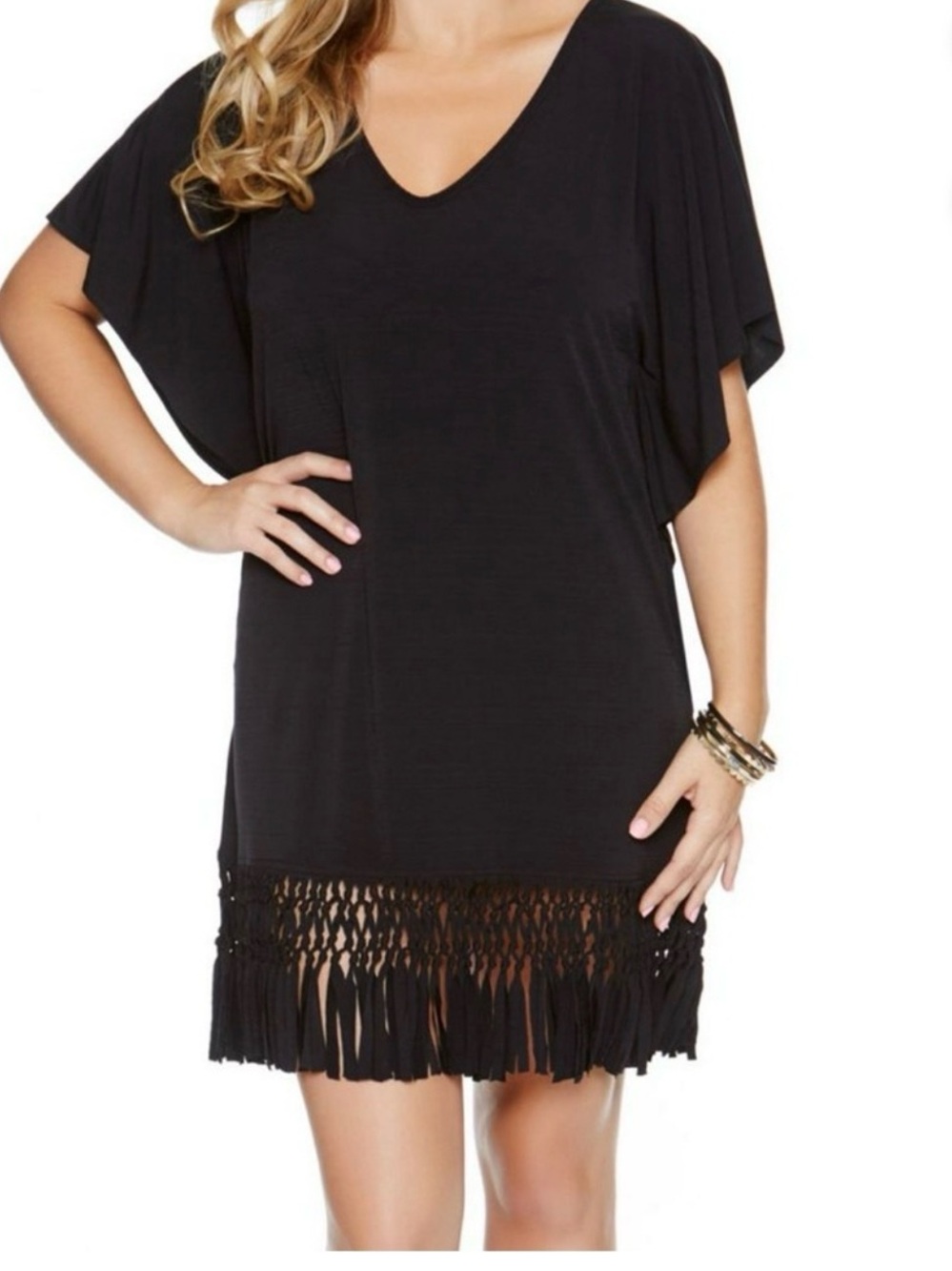 Dress - Dotti Black Fringe Swim Cover-Up Tunic